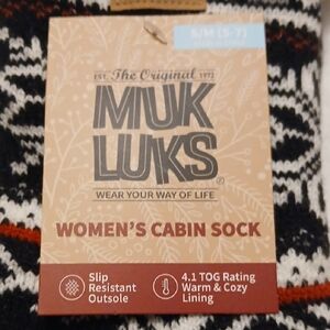 Muk Luks Women's Black and White Cabin Socks